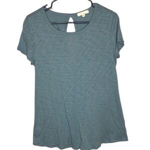 Anthropologie Maronie Blue Short Sleeve T-Shirt Keyhole Back. Size S